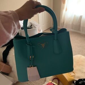 Prada Turquoise Leather Tote